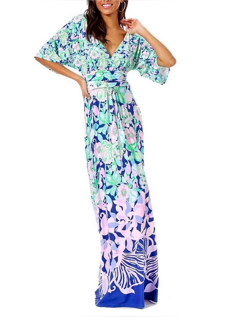 Lilly Pulitzer Parigi Maxi Dress Beak Calm Carry On Small
